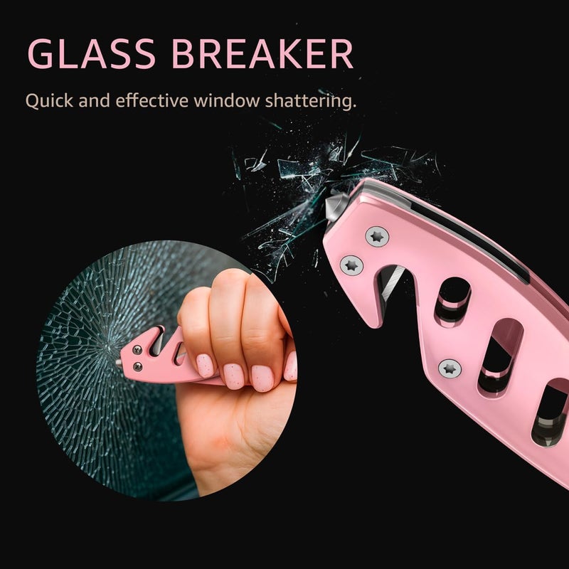 GOOD WORKER Pink Pocket Knife for Women - Legal Small Knife - 2.68 Inch Serrated Blade - Womens Knife for Self Defense - Cute Girl Survival Tool Pocket & Folding Knives - Mothers Day Gift Idea - 6655 P - Image 3